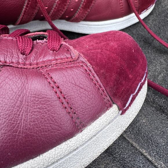 Adidas Pro Model Shell Toe Burgundy Velour Womens 6.5 Leather High Top AC7906 - Picture 4 of 12